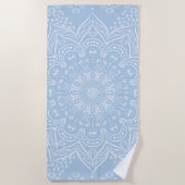 Boho Baby Blue Mandala Strandtuch (Vorderseite)