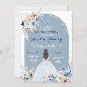Boho Baby Blue Quinceañera Einladung