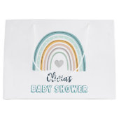Boho Baby Blue Rainbow Baby Dusche Große Geschenktüte (Vorderseite)