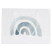 Boho Baby Blue Rainbow Baby Dusche Große Geschenktüte (Rückseite)