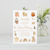 Boho Baby Boy Clothes & Toys Baby Dusche Einladung (Stehend Vorderseite)