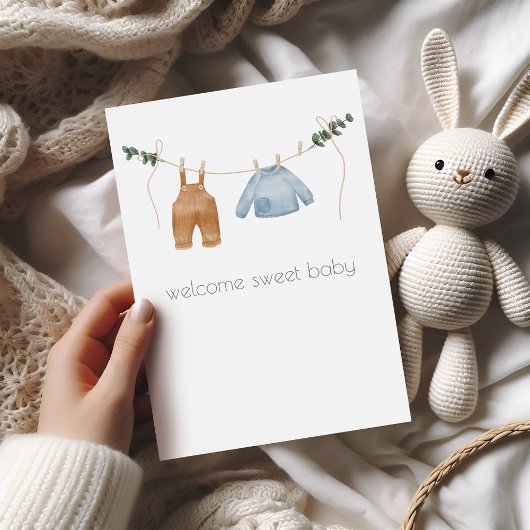 Boho Baby Boy Gratulations Card Karte