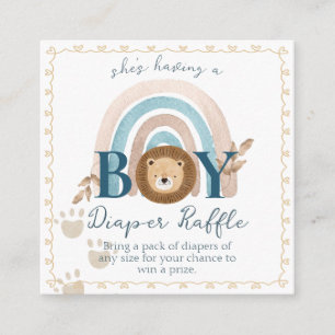 Boho Baby Boy Lion Cub Diaper Raffle Begleitkarte
