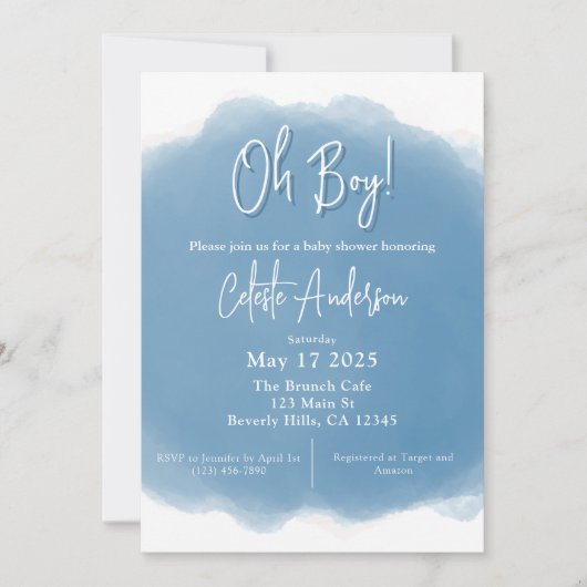Boho Baby Boy Shower Einladung (Vorderseite)