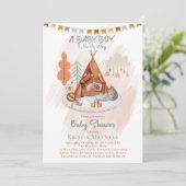 Boho Baby Boy Teepee and Toys Baby Shower Einladung (Stehend Vorderseite)