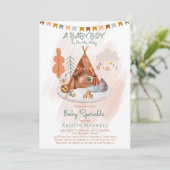 Boho Baby Boy Teepee and Toys Baby Sprinkle Einladung (Stehend Vorderseite)
