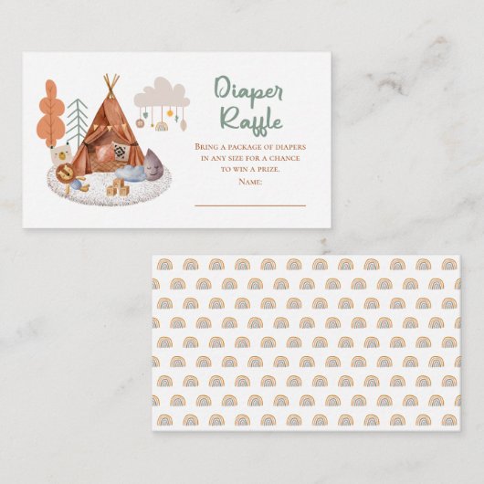 Boho Baby Boy Teepee and Toys Dusche Windelwanne Begleitkarte (Vorne/Hinten)