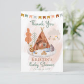 Boho Baby Boy Teepee | Spielzeug-Babydusche Dankeskarte (Stehend Vorderseite)