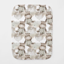 Boho Baby Burp Cloths - Adorable Baby Hippos