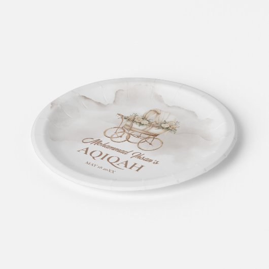 Boho Baby Carriage Aqiqah Unisex Muslim Neuborn Pappteller (Schrägansicht)