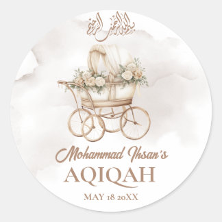Boho Baby Carriage Aqiqah Unisex Muslim Neuborn Runder Aufkleber