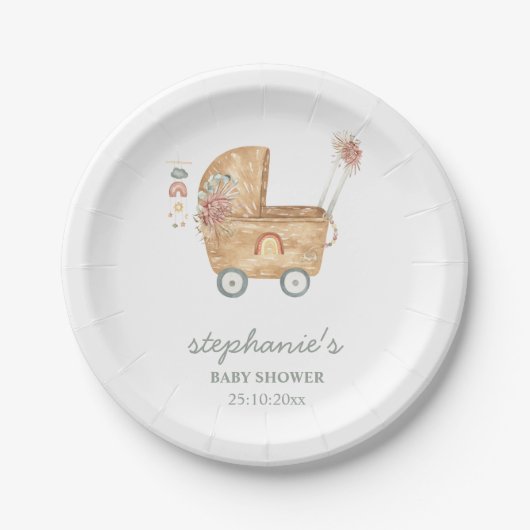 Boho Baby Carriage Baby Shooter Pappteller (Vorderseite)