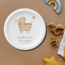 Boho Baby Carriage Baby Shooter Pappteller