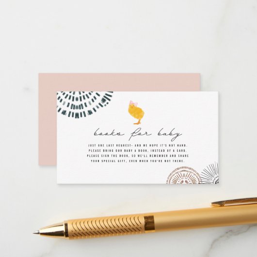 Boho Baby Chick Pink Buchanfrage Kinderdusche Begleitkarte (Vorderseite/Rückseite Beispiel)