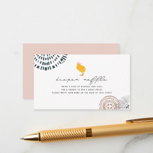 Boho Baby Chick Pink Diaper Raffle Begleitkarte (Vorderseite/Rückseite Beispiel)