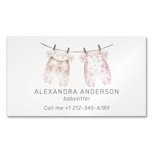 Boho Baby Closing Watercolor Babysitter Magnetische Visitenkarte (Vorderseite)