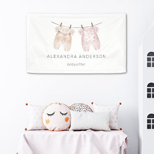 Boho Baby Closing Watercolor Babysitter Promo Banner