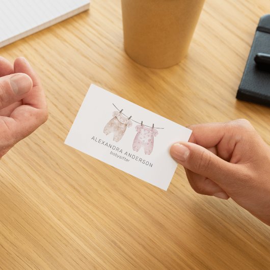 Boho Baby Closing Watercolor Babysitter Visitenkarte