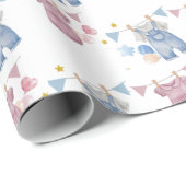 Boho Baby Clotheline Gender Reveal Geschenkpapier (Rolleneckpunkt)