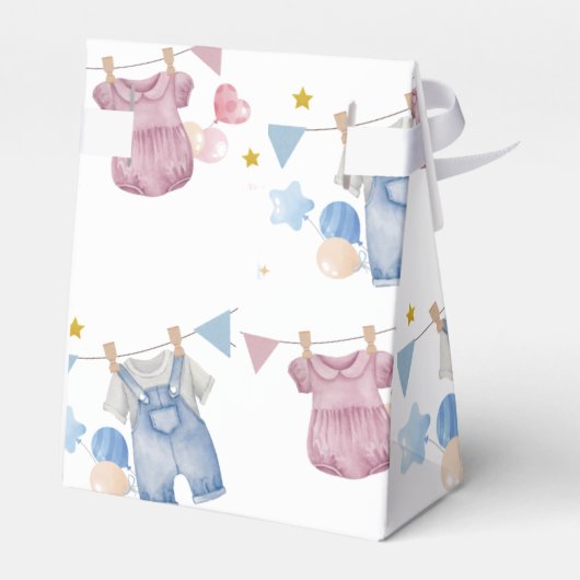 Boho Baby Clotheline Gender Reveal Geschenkschachtel (Rückseite)