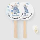 Boho Baby Clotheline Gender Reveal Team Boy Fächer (Vorne und Hinten)