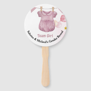 Boho Baby Clotheline Gender Reveal Team Girl Fächer