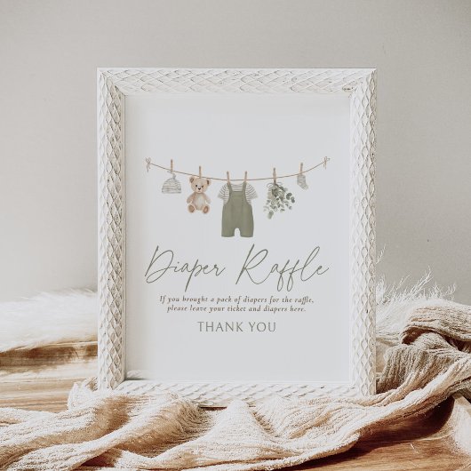 Boho Baby Clothes Baby Shower Diaper Raffle Sign Poster