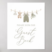 Boho Baby Clothes Baby Shower Guest Book Sign Poster (Vorne)