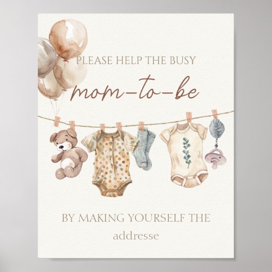 Boho Baby Clothes beschäftigt Mama-to-be-Adresse Poster (Vorne)