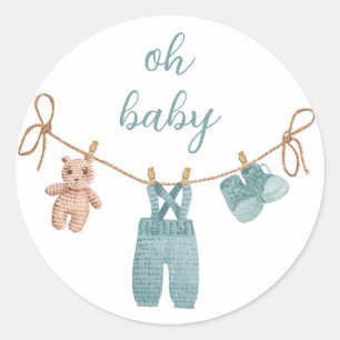 BOHO Baby Clothes Boy Oh Baby Runder Aufkleber