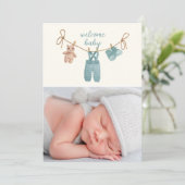 BOHO Baby Clothes Geburtskarte Ankündigung (Stehend Vorderseite)
