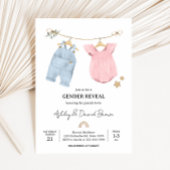Boho Baby Clothes Gender Reveal Einladung