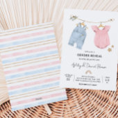 Boho Baby Clothes Gender Reveal Einladung