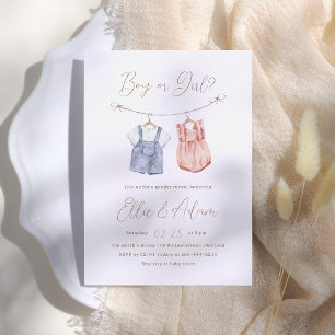 Boho Baby Clothes Gender Reveal Einladung