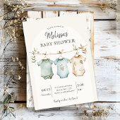 Boho Baby Clothes on a Line Baby Shower Einladung