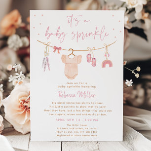 Boho Baby Clothes Rosa Sprinkle Einladung