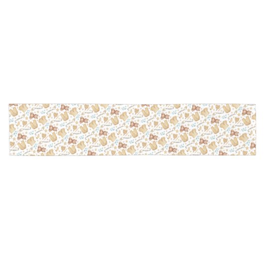 Boho Baby Clothes & Teddy Bear Runner Kurzer Tischläufer (Horizontal)