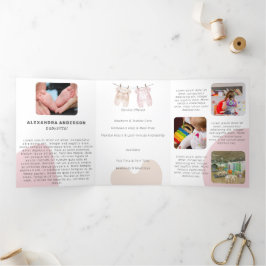 Boho Baby Cloud Watercolor Babysitter Service Dreifach Gefaltete Karte