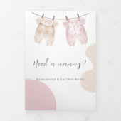 Boho Baby Cloud Watercolor Babysitter Service Dreifach Gefaltete Karte (Cover)