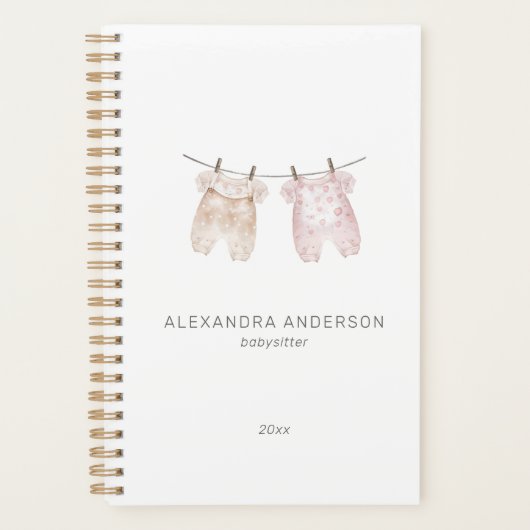 Boho Baby Cloud Watercolor Babysitter Service Planer (Vorderseite)