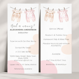 Boho Baby Cloud Watercolor Babysitter Service Werbekarte