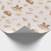 Boho Baby Dress Rattle Pattern Pink Geschenkpapier (Ecke)
