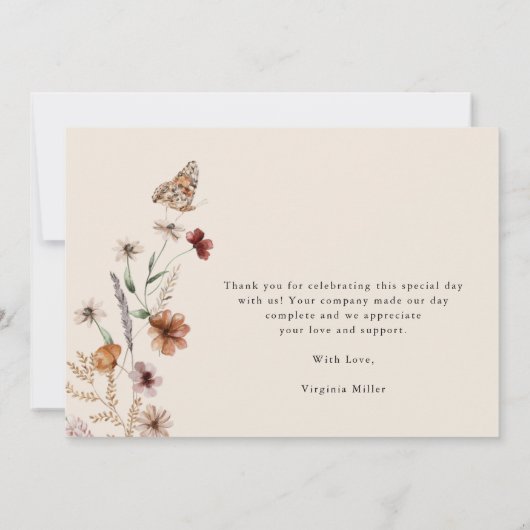 Boho Baby Dusche Danke Karte (Rückseite)