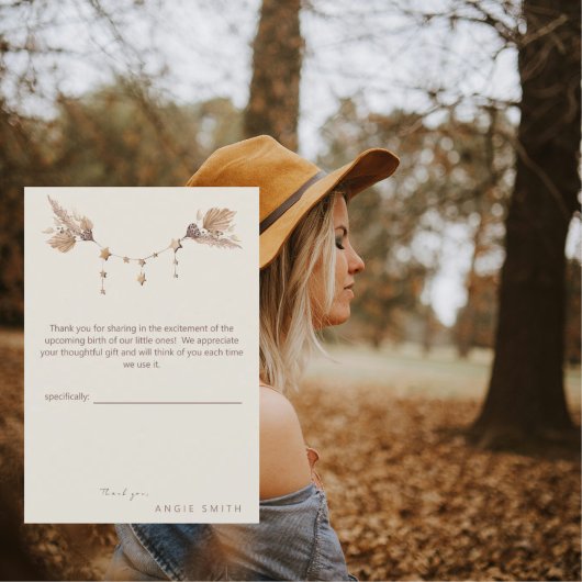 Boho Baby Dusche Danke Karte