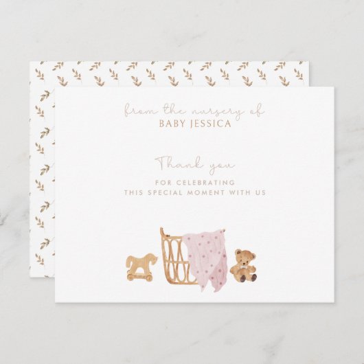 Boho Baby Dusche Dankeschön Karte - Babykrippe (Vorne/Hinten)