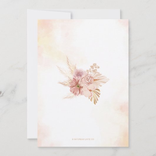 Boho Baby Dusche laden Pampas Grass Thema ein (Rückseite)