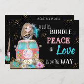 ** Boho Baby Dusche Neutrale Ruhe & Liebe Hippie Einladung (Vorne/Hinten)
