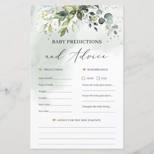 Boho Baby Dusche Vorhersagen und Ratschläge Spiel (Vorderseite)