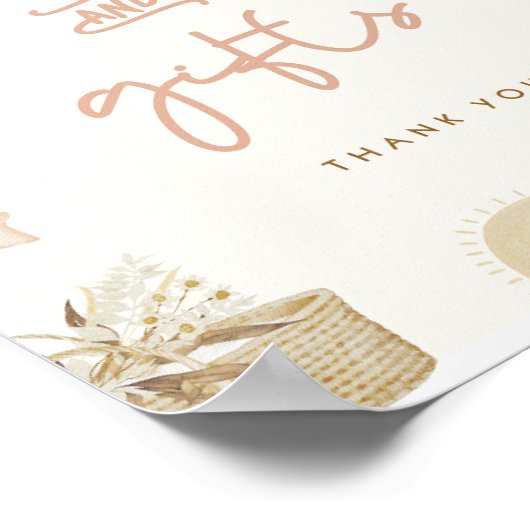 Boho Baby Duschkarten & Geschenke Unterschrift Poster (Ecke)