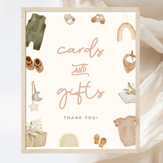 Boho Baby Duschkarten & Geschenke Unterschrift Poster